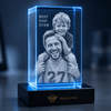 Personalized 3D crystal photo keepsake engraved with a family photo, a Father's Day gift from Memirova