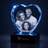Faceted heart-shaped 3D crystal keepsake displaying a couple's photo for a 15th anniversary gift for her