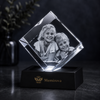Memirova Memory Crystal Square Keepsake, shown from an angle, highlighting how light refracts through the crystal 