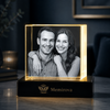 Memirova Faceted Crystal Memorial Keepsake, shown from the side, highlighting the crystal's shape and clarity