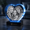 Memirova Memory Crystal Heart Keepsake, shown from an angle, highlighting how light refracts through the crystal