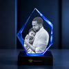 Memirova Faceted Prestige Crystal Memorial Keepsake, close-up of the internal 3D laser engraving detail