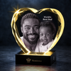 Memirova Faceted Heart Crystal Memorial Keepsake, shown from an angle, highlighting how light refracts through the crystal