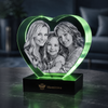 Memirova Memory Crystal Heart Keepsake, shown from an angle, highlighting how light refracts through the crystal 