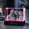 Memirova Personalized 3D Crystal Keepsake-  shown from an angle, highlighting how light refracts through the crystal
