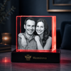 Memirova Faceted Crystal Memorial Keepsake, shown from an angle, highlighting how light refracts through the crystal