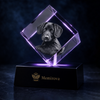Memirova Memory Square Crystal Keepsake, shown from an angle, highlighting how light refracts through the crystal 
