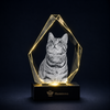 Memirova Forever Bond Custom 3D Pet Faceted Crystal, shown from an angle, highlighting how light refracts through the crystal