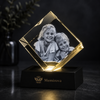 Memirova Memory Crystal Square Keepsake, close-up of the internal 3D laser engraving detail 