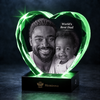 Memirova Faceted Heart Crystal Memorial Keepsake, shown alongside other available sizes for scale reference