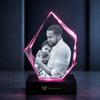 Memirova Faceted Prestige Crystal Memorial Keepsake, shown alongside other available sizes for scale reference
