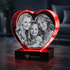 Memirova Memory Crystal Heart Keepsake,shown alongside other available sizes for scale reference
