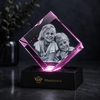 Memirova Memory Crystal Square Keepsake,shown alongside other available sizes for scale reference