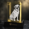 Memirova Memory Crystal Portrait Keepsake, shown from the side, highlighting the crystal's shape and clarity