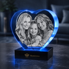 Memirova Memory Crystal Heart Keepsake, shown from the side, highlighting the crystal's shape and clarity