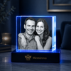 Memirova Faceted Crystal Memorial Keepsake, shown from the side, highlighting the crystal's shape and clarity