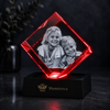 Memirova Memory Crystal Square Keepsake, shown from the side, highlighting the crystal's shape and clarity