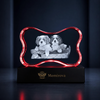 Memirova Faceted Bone Crystal Memorial Keepsake - personalized laser-engraved optical crystal keepsake for a dog, shown from the front on its display base
