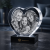 Memirova Memory Crystal Heart Keepsake, displayed on a shelf as part of a home memorial display
