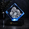 Memirova Memory Crystal Square Keepsake, displayed on a shelf as part of a home memorial display