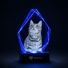Memirova Forever Bond Custom 3D Pet Faceted Crystal, shown from the side, highlighting the crystal's shape and clarity
