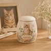 Memirova Custom Hand-Painted Memorial Urn, shown from a side angle, highlighting the curve of the ceramic body and glaze