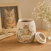 Memirova Custom Hand-Painted Memorial Urn, shown from the back, highlighting the smooth glazed ceramic surface