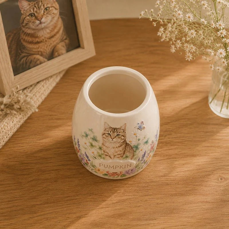Memirova Custom Hand-Painted Memorial Urn, close-up of the fitted lid, showing the secure ash-storage closure