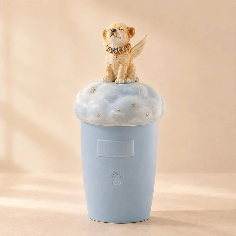 Memirova Angel Memorial Urn, shown on a plain studio background to highlight the ceramic craftsmanship