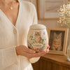 Memirova Custom Hand-Painted Memorial Urn - personalized hand-painted ceramic keepsake for a pet, person, or other cherished subject, shown from the front