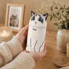 Memirova Cat Memorial Urn, shown from the back, highlighting the smooth glazed ceramic surface