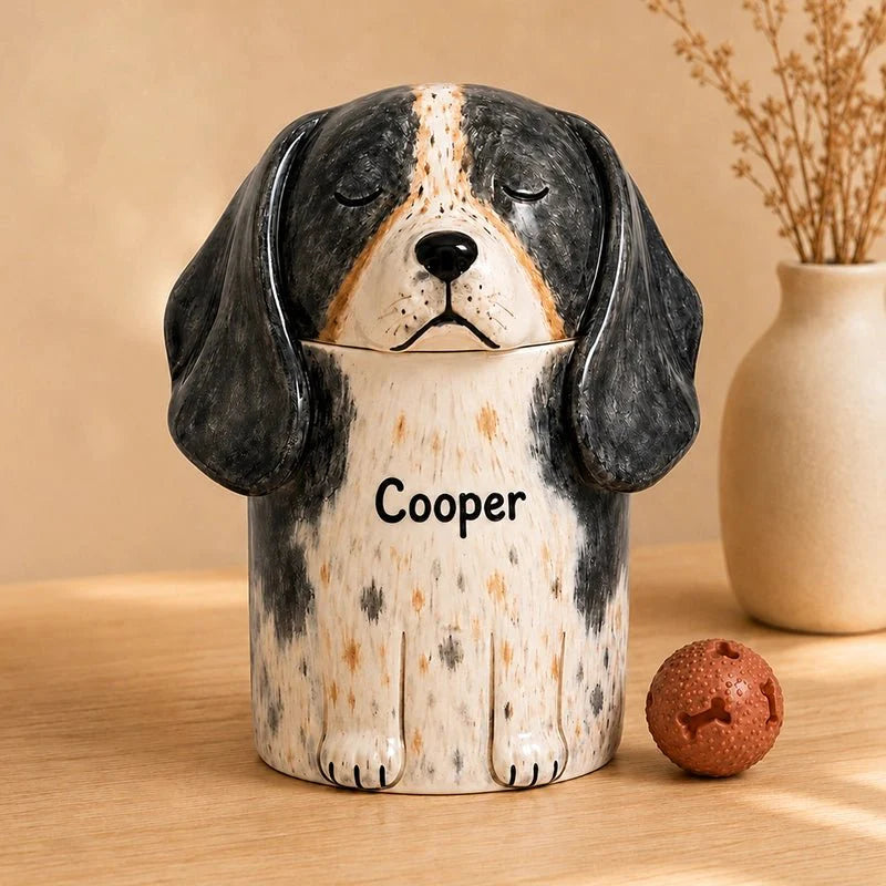 Memirova Dog Memorial Urn, close-up of the fitted lid, showing the secure ash-storage closure