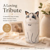 Memirova Cat Memorial Urn, shown with the lid removed, revealing the interior ash chamber