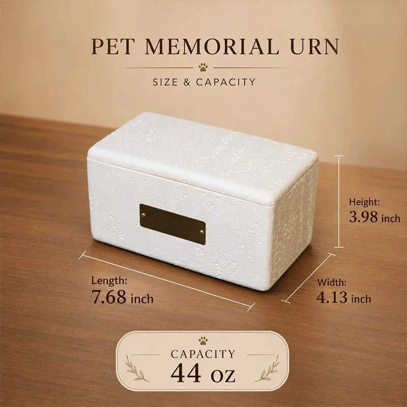 Memirova Custom Clay Figurine Memorial Urn, shown with its gift-ready packaging