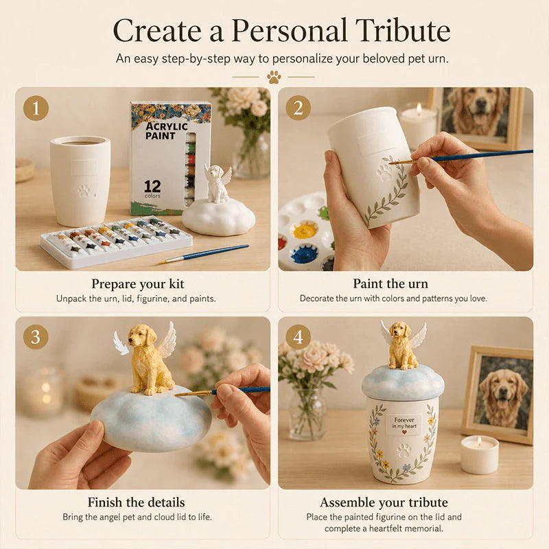 Memirova Angel Memorial Urn, shown with its gift-ready packaging