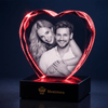 Memirova red faceted heart crystal with smiling couple portrait